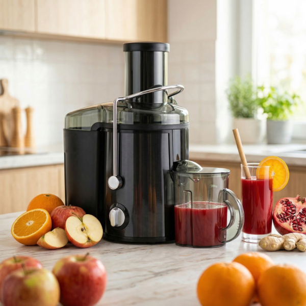 Мощна сокоизстисквачка 600W за плодове и зеленчуци с широка фуния и контейнер за пулпа 1.5L 3