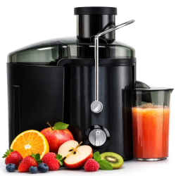Мощна сокоизстисквачка 600W за плодове и зеленчуци с широка фуния и контейнер за пулпа 1.5L