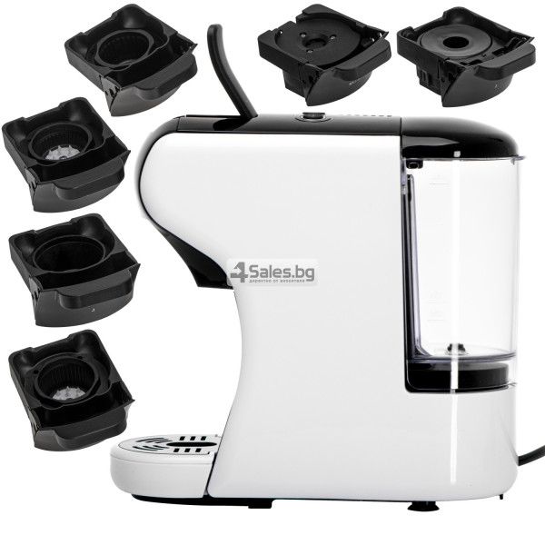 Еспресо машина с 5 адаптера и 9 вида капсули за кафе в бял цвят 12