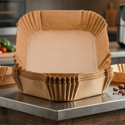 Незалепващи хартиени подложки за Air Fryer 16 x 16 x 4.5 cm – 100 бр. - топлоустойчиви до 240°C