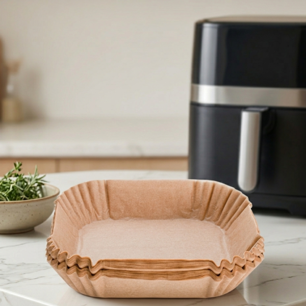 Незалепващи хартиени подложки за Air Fryer 16 x 16 x 4.5 cm – 100 бр. - топлоустойчиви до 240°C 4