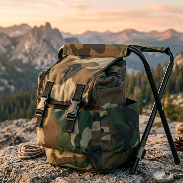 Камуфлажна раница-табуретка 2 в 1 – Удобство и практичност за къмпинг, риболов и туризъм 2