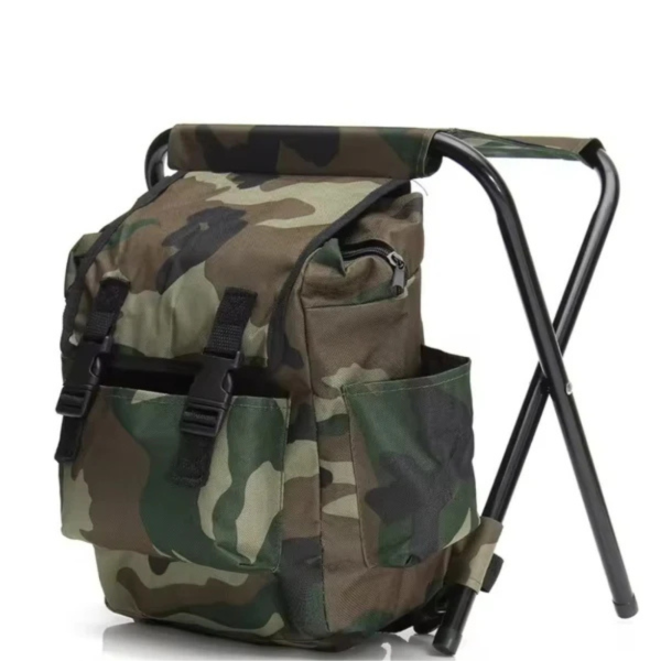 Камуфлажна раница-табуретка 2 в 1 – Удобство и практичност за къмпинг, риболов и туризъм