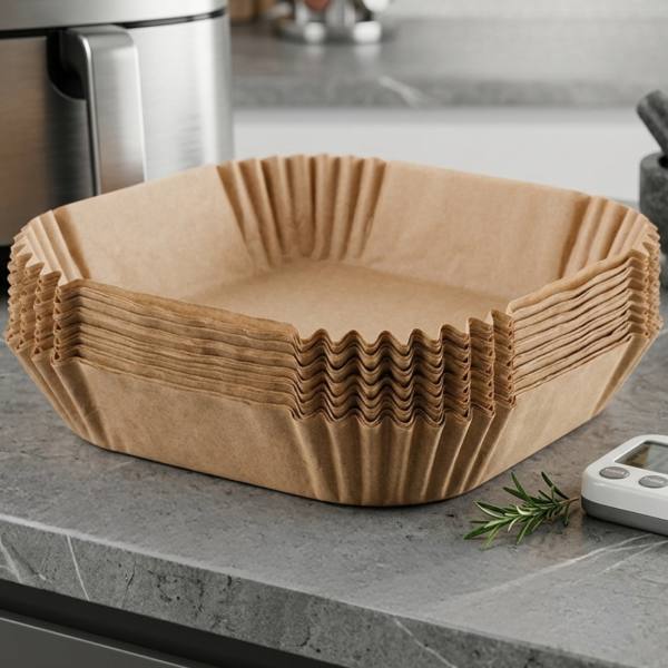 Незалепващи хартиени подложки за Air Fryer 20 x 20 x 4.5 cm  – 100 бр. - топлоустойчиви до 240°C