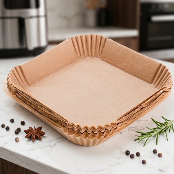 Незалепващи хартиени подложки за Air Fryer 23 x 23 x 4.5 cm – 100 бр. - топлоустойчиви до 240°C 3