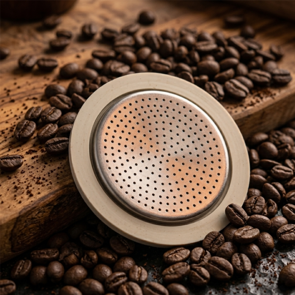 Резервен комплект за кафемашина – Алуминиев филтър + силиконово уплътнение (6.3 / 8 см)