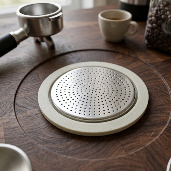 Резервен комплект за кафемашина – Алуминиев филтър + силиконово уплътнение (6.3 / 8 см)