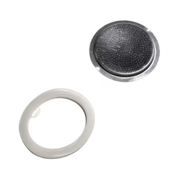 Резервен комплект за кафемашина – Алуминиев филтър + силиконово уплътнение (6.3 / 8 см)
