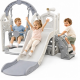 Детска сива пързалка с люлка 3 в 1 – за дома и двора, стабилна и безопасна конструкция 9