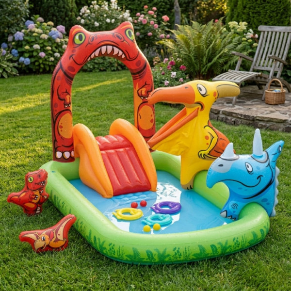 Водна площадка Bestway Jurassic 53160 – Детски мини аквапарк с пързалка и пръскачки