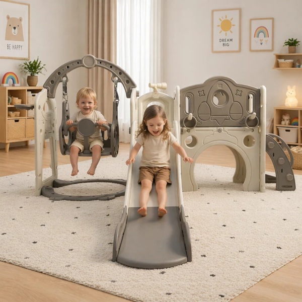 Свободностояща детска пързалка с люлка 4 в 1 – безопасна, стабилна и идеална за дома и градината