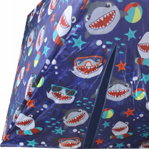 Детска типи палатка XXL с акули – сгъваема къщичка за игра за дома и градината