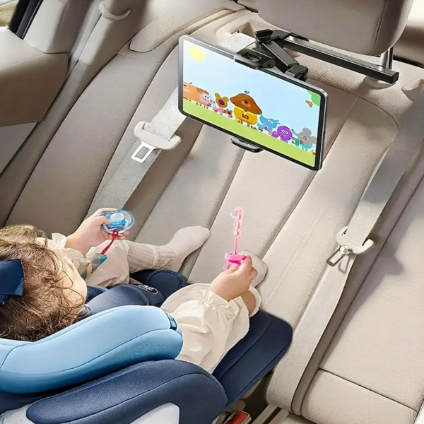 Автомобилна стойка за таблет и телефон за облегалка – 360° въртене и регулируемо рамо 4