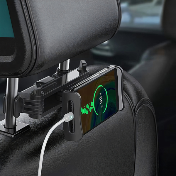 Автомобилна стойка за таблет и телефон за облегалка – 360° въртене и регулируемо рамо 5