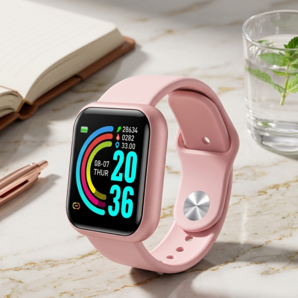 Смарт часовник L18 розов – фитнес тракер с пулс, кръвно, SpO2 и известия от телефон