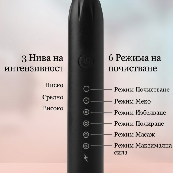 Ултразвукова електрическа четка за зъби X3 Sonic, 6 режима на работа, 4 накрайника, IPX7 3