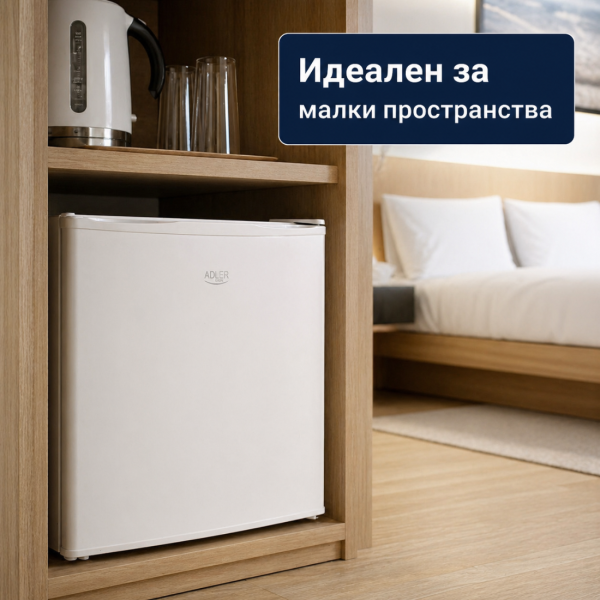 Компактен мини хладилник 45L – тих (40 dB), икономичен, с регулируема температура