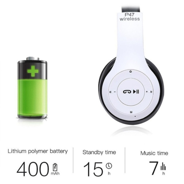 Безжични Bluetooth слушалки P47, Bluetooth 4.2+EDR, Вграден микрофон, MicroSD слот, MP3 плеър 9