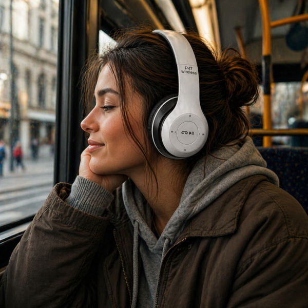 Безжични Bluetooth слушалки P47, Bluetooth 4.2+EDR, Вграден микрофон, MicroSD слот, MP3 плеър 12