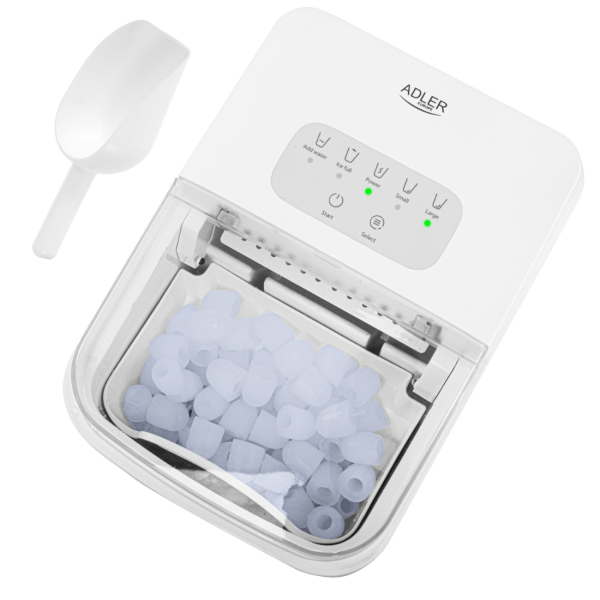 Ледогенератор Adler - 12 кг/ден, бързи кубчета за 10 минути, тиха работа и самопочистване, 2 размера лед