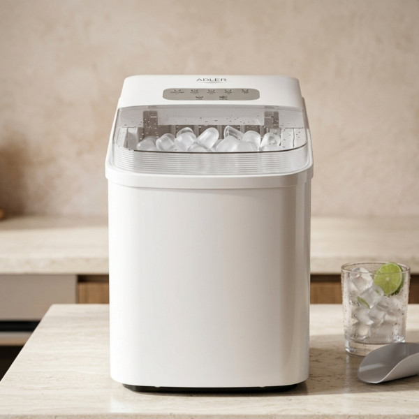 Ледогенератор Adler - 12 кг/ден, бързи кубчета за 10 минути, тиха работа и самопочистване, 2 размера лед