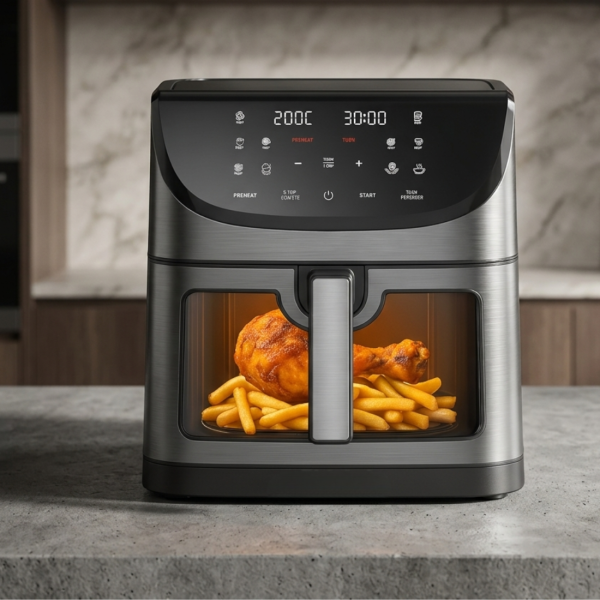 Фритюрник с горещ въздух 8L 1800W с 11 програми, LCD дисплей, таймер и прозорец за наблюдение 3