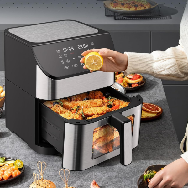 Фритюрник с горещ въздух 8L 1800W с 11 програми, LCD дисплей, таймер и прозорец за наблюдение 4