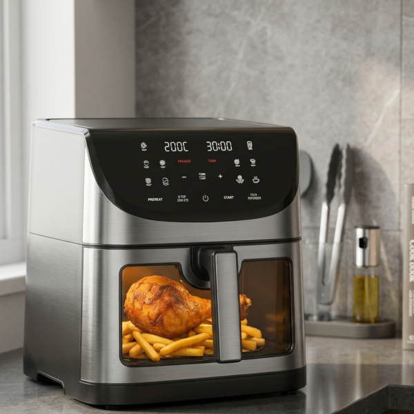 Фритюрник с горещ въздух 8L 1800W с 11 програми, LCD дисплей, таймер и прозорец за наблюдение 2