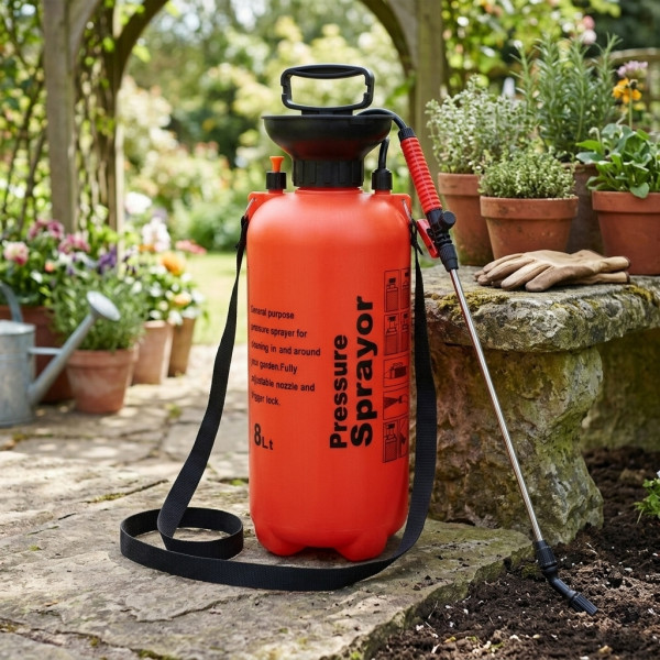 Професионална градинска пръскачка 8L с удължител от неръждаема стомана и регулируема дюза