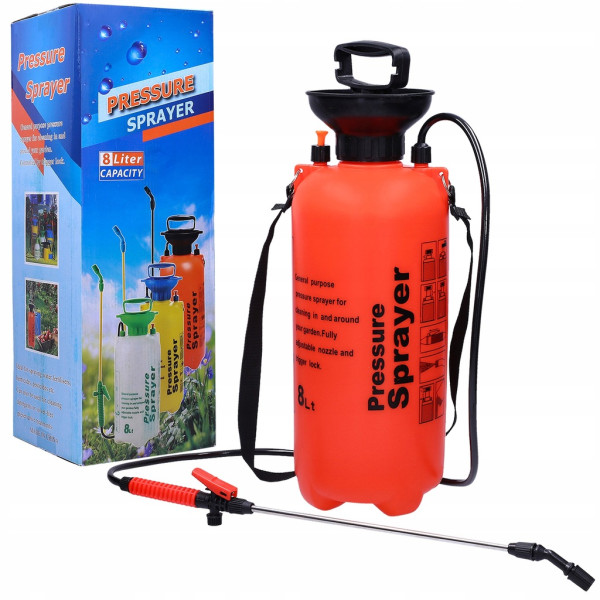 Професионална градинска пръскачка 8L с удължител от неръждаема стомана и регулируема дюза 6