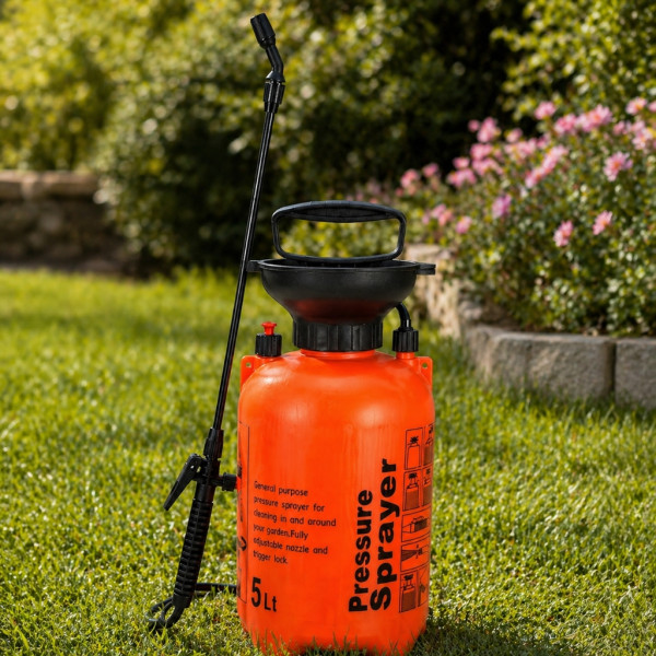 Ръчна градинска пръскачка 5L с метален удължител от неръждаема стомана и регулируема дюза
