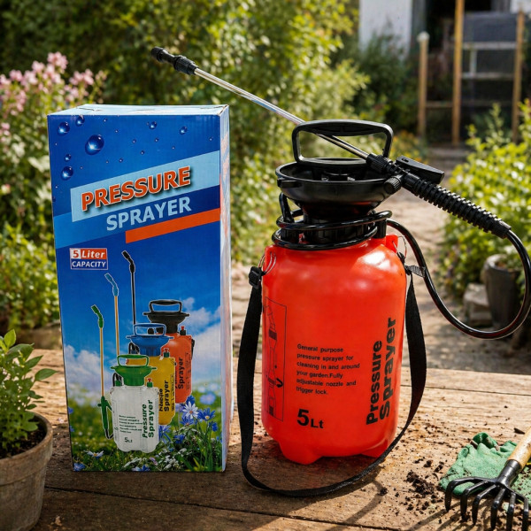 Ръчна градинска пръскачка 5L с метален удължител от неръждаема стомана и регулируема дюза 6