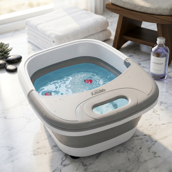 Сгъваем СПА масажор за крака 3 в 1 с нагряване 45°C и балонен ефект – релакс като в джакузи у дома