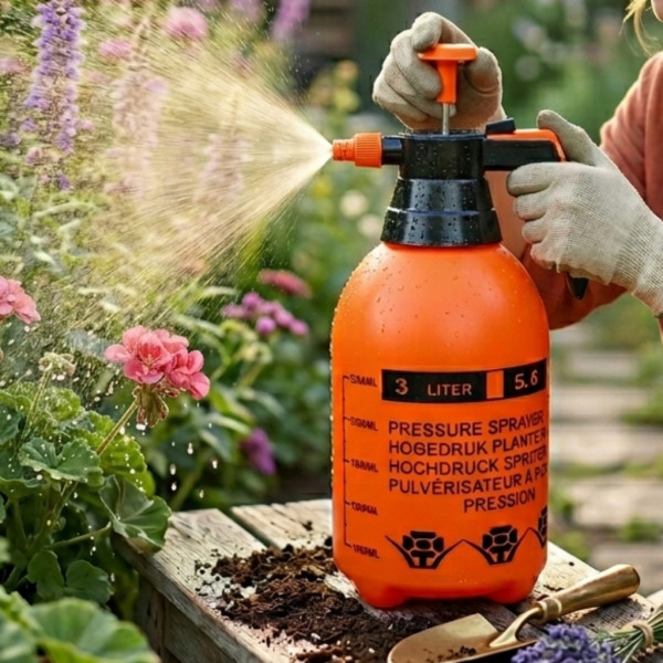 Ръчна пръскачка под налягане 3L – Регулируема дюза, градуиран резервоар