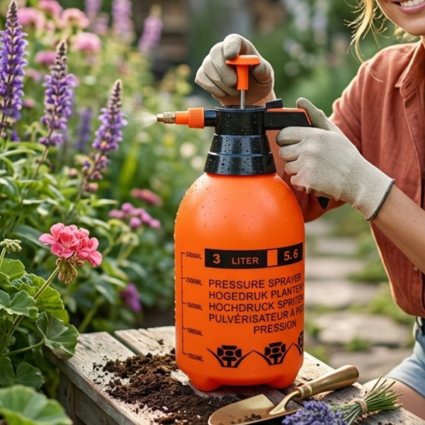 Ръчна пръскачка под налягане 3L – Регулируема дюза, градуиран резервоар