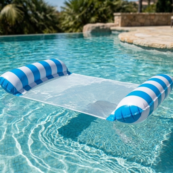 Надуваем шезлонг с водна мрежа 120x70 см – Син, комфорт и охлаждане във водата 1