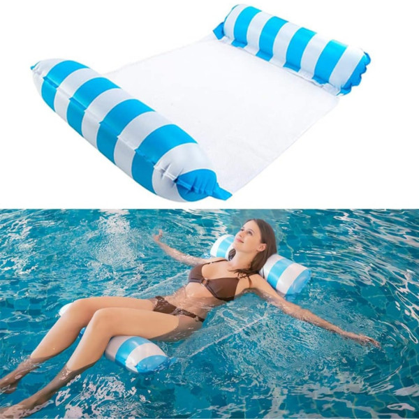 Надуваем шезлонг с водна мрежа 120x70 см – Син, комфорт и охлаждане във водата
