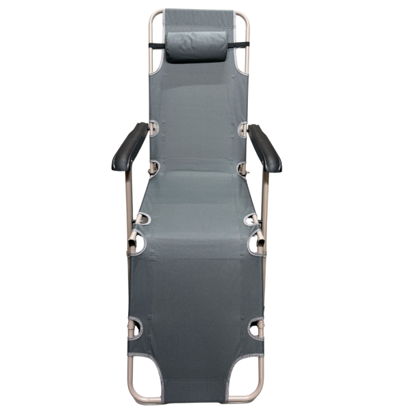 Сгъваем градински шезлонг с мека ватирана възглавница, регулируема облегалка и метална рамка