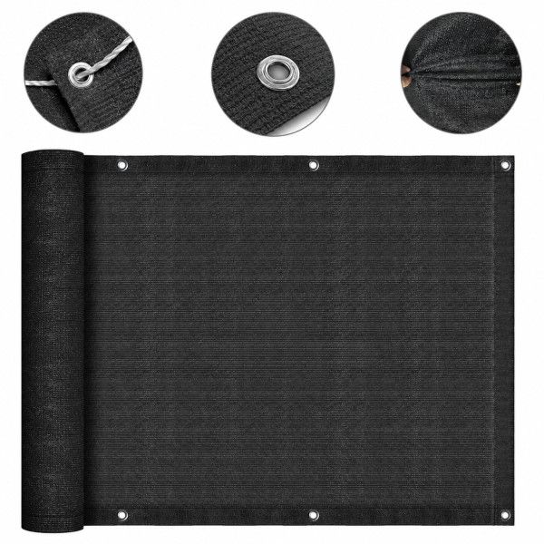 Покривало за балкон и тераса 1.5x5 м, HDPE материал 180 г/м², 95% UV защита, Тъмно сиво