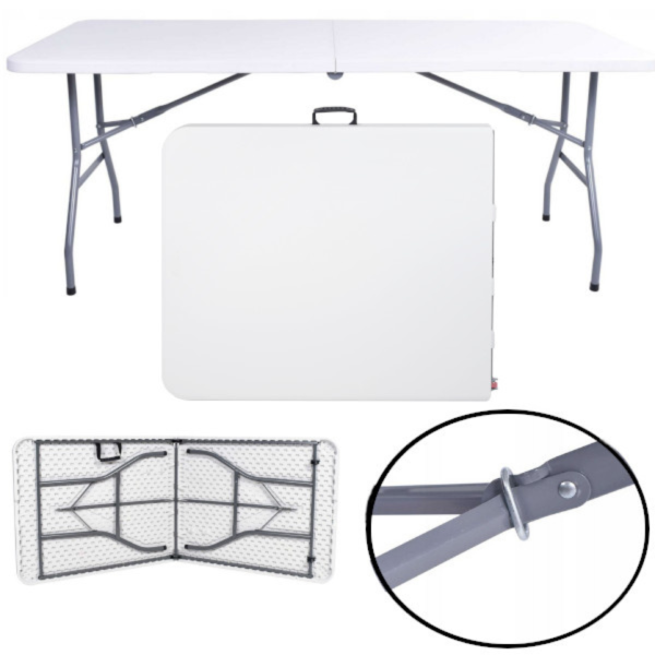Сгъваема правоъгълна градинска маса, бяла - 180 x 69,5 x 73,5 см 1