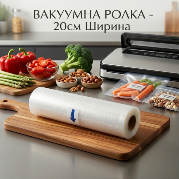 Ролка за вакуумно запечатване 20 см – Идеална за дълготрайно съхранение и защита от разваляне