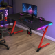 Геймърско бюро с RGB LED подсветка, карбонов плот и стоманена Z-конструкция, 120 см, черно/червено 2