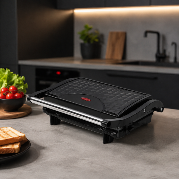 Мултифункционален грил тостер 1000W - терморегулатор и отваряне на 180°
