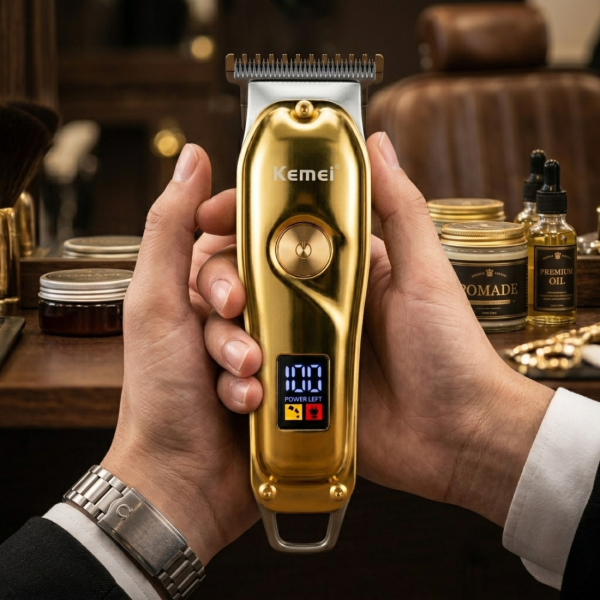Безжичен тример и машинка за подстригване Kemei с LCD дисплей и USB зареждане