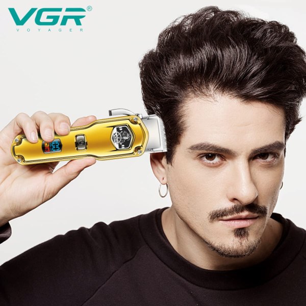 Професионална безжична машинка за подстригване VGR V-693 – стоманени ножчета, LED дисплей 3