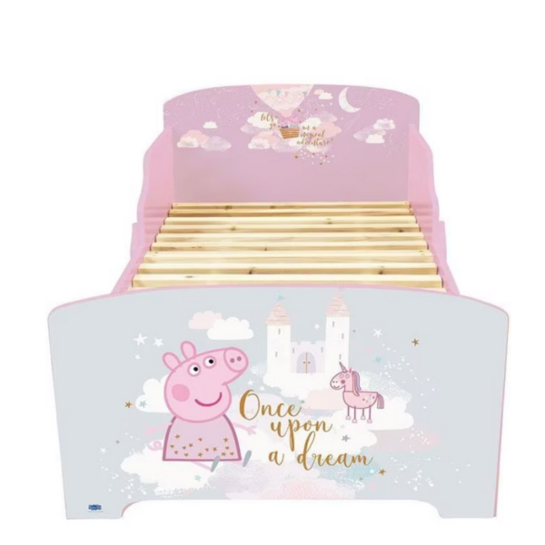 Детско легло Peppa Pig 140x70 см с ламелна основа – Розово легло с Пепа Пиг, замък и еднорог 5