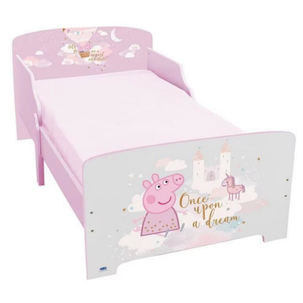 Детско легло Peppa Pig 140x70 см с ламелна основа – Розово легло с Пепа Пиг, замък и еднорог 6
