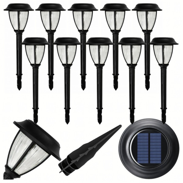 Комплект соларни градински лампи 10 броя – LED външни фенери IP44 12
