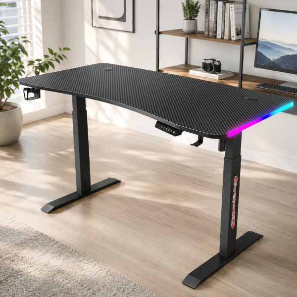Гейминг бюро - LED RGB, Регулируема височина, 140см 1