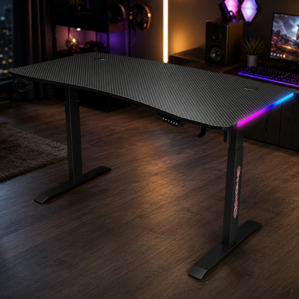 Гейминг бюро - LED RGB, Регулируема височина, 140см 2